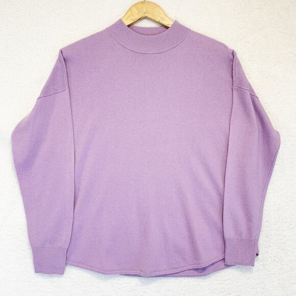 Soft Girl Clean Girl Madewell Wool Sweater Large Simple Mock Neck Violet Pink - Picture 1 of 6